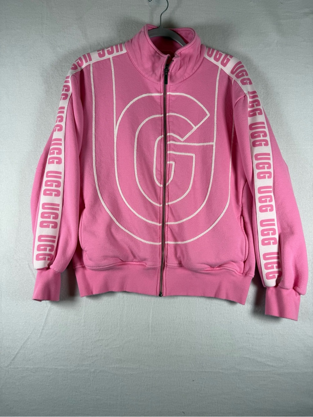 UGG Zip-Up Hoodie in Pink and White Size Small